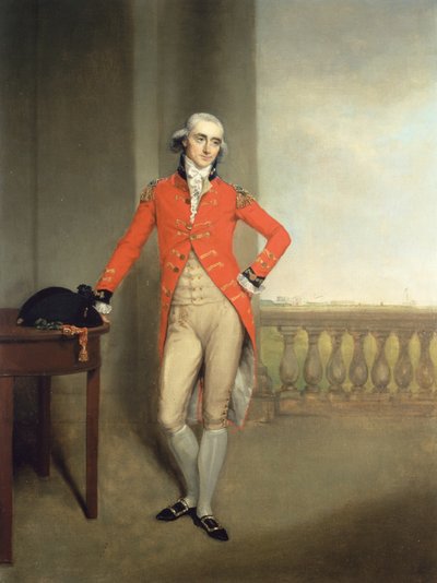 Portrait of an Officer with a View of Calcutta Beyond by John Thomas Seton